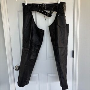 Men's Black Leather Chaps